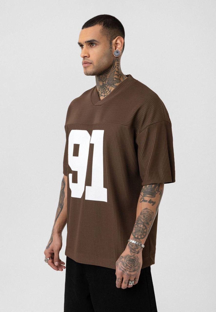 Vamos Pleated Jersey T-shirt in Chocolate