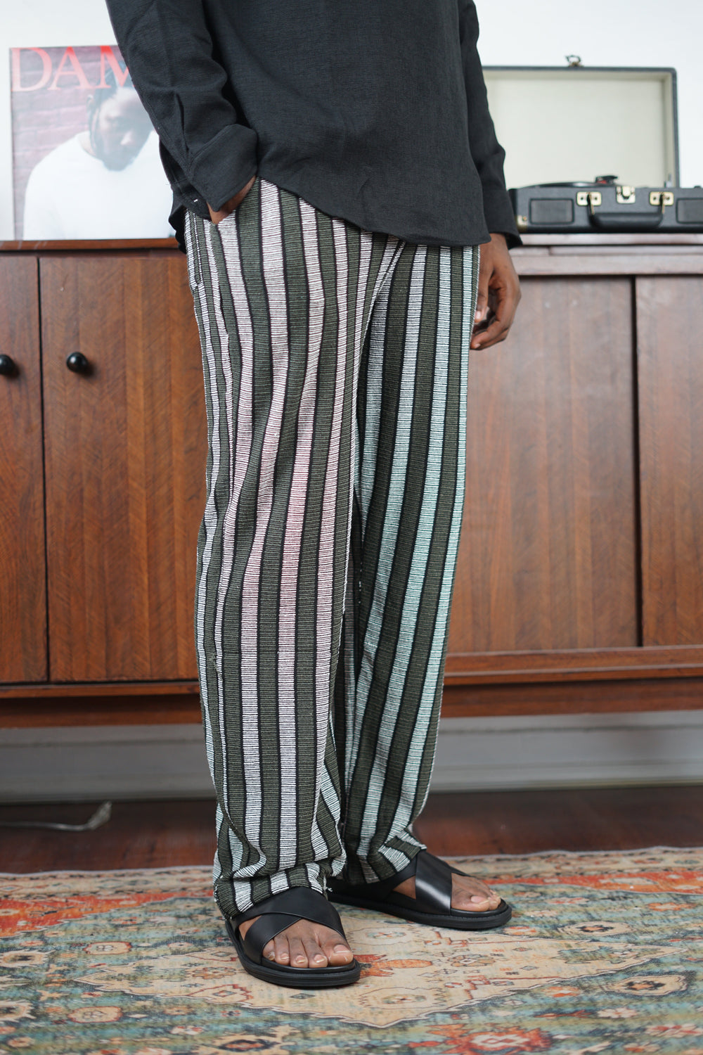 Massimo Cariño striped pants in green