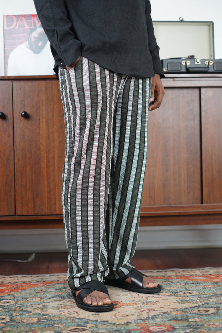 Massimo Cariño striped pants in green