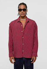 Essence of Life Pinstripe Shirt in Burgundy