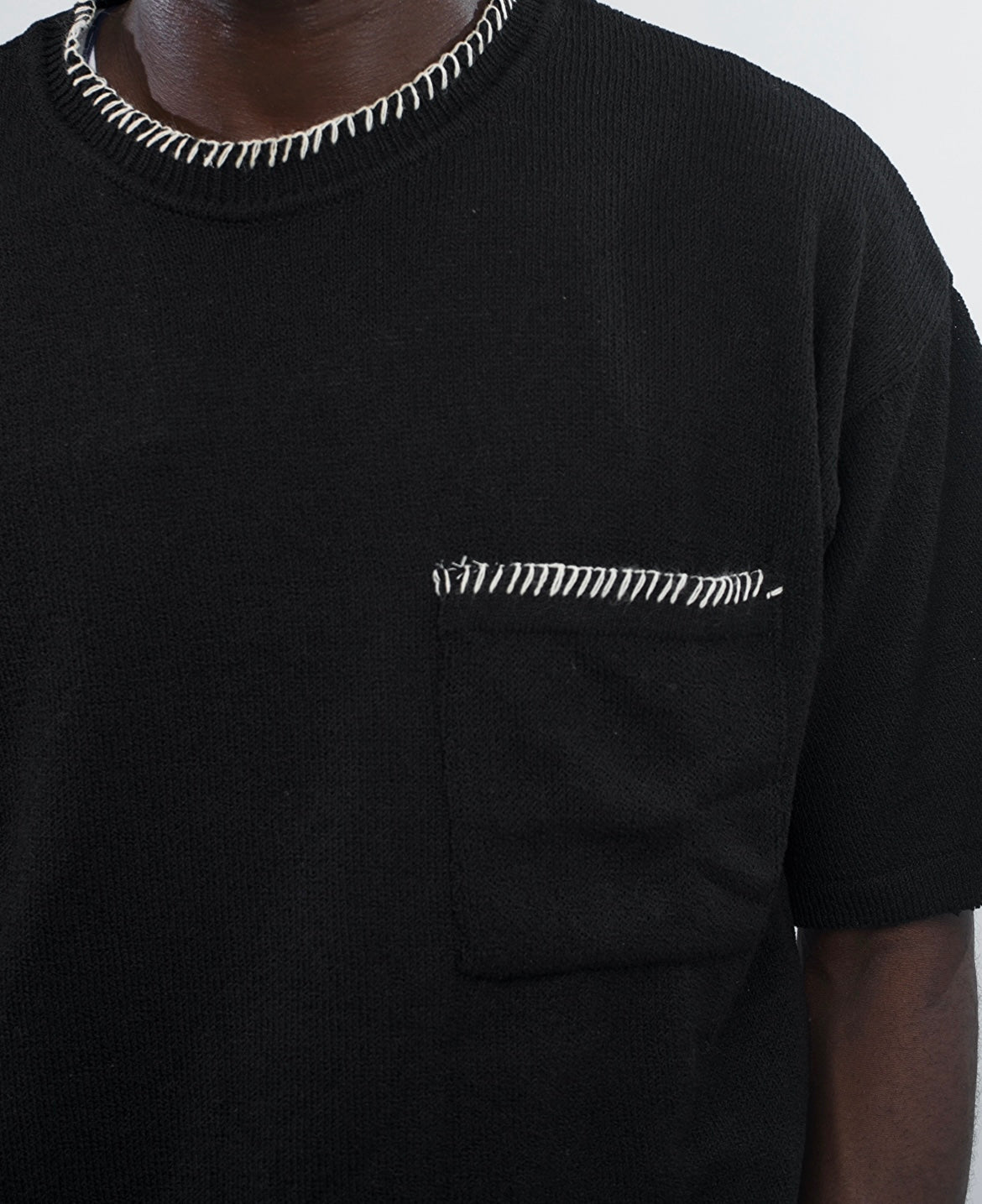 GIESTO knit polo with stitching in black
