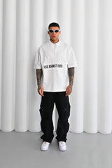 Mechanic Oversized Boxy Zip Short Sleeve Shirt in White