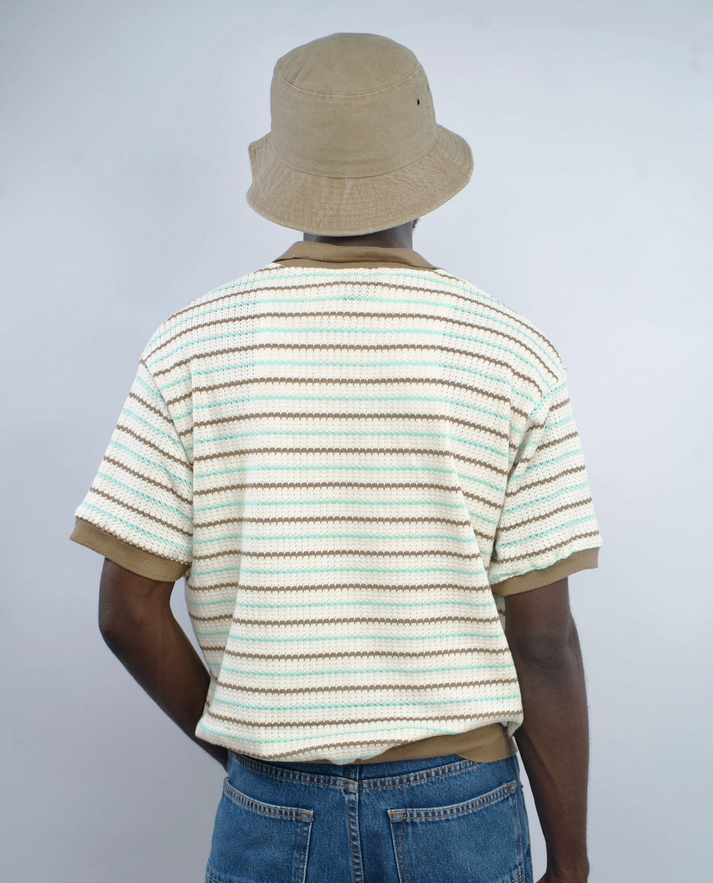 Giesto Jacquard Knit Polo shirt in brown/green