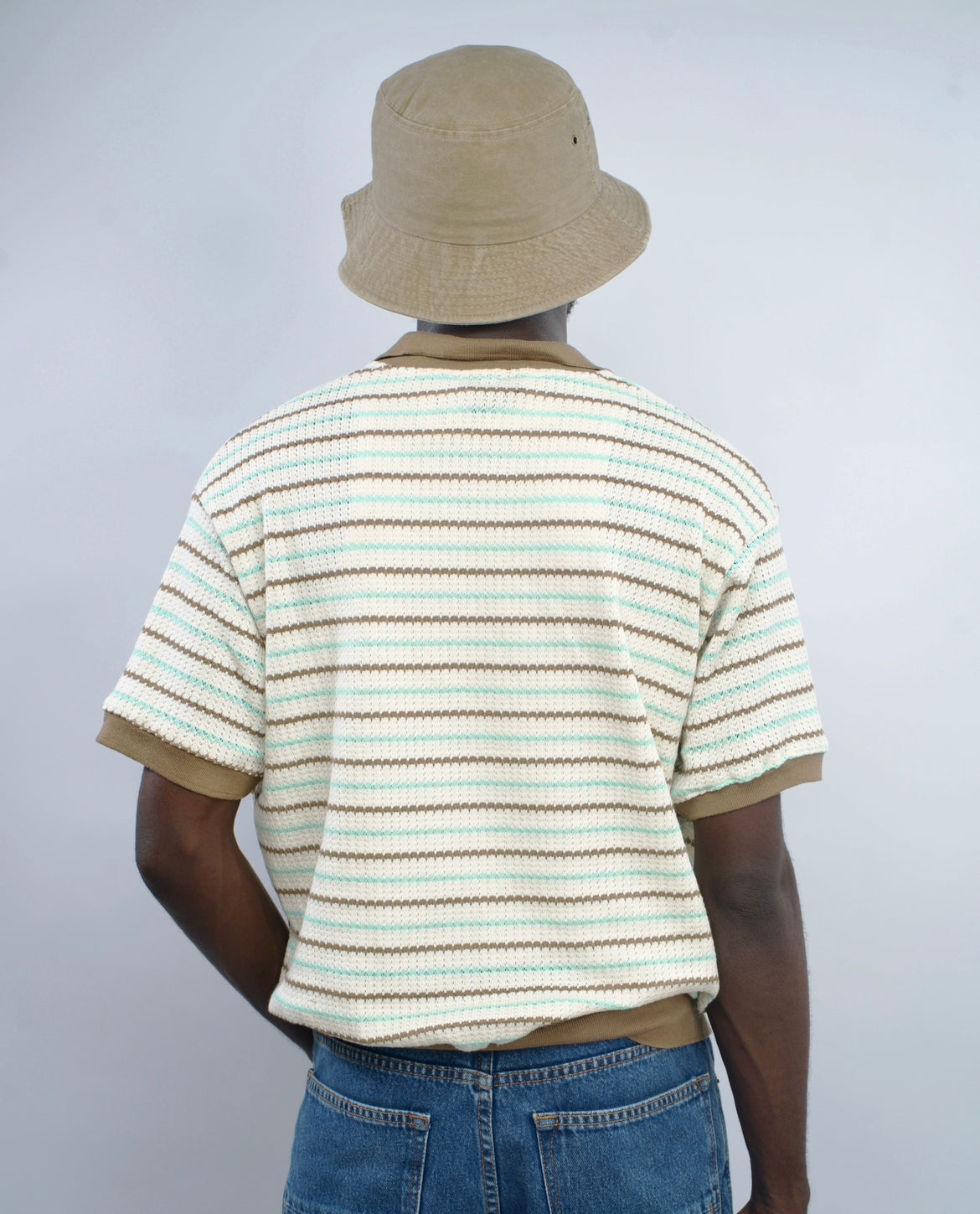 Giesto Jacquard Knit Polo shirt in brown/green