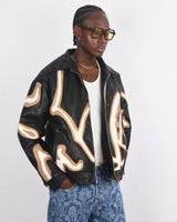 RETRO CLUB PUFFER JACKET IN BLACK