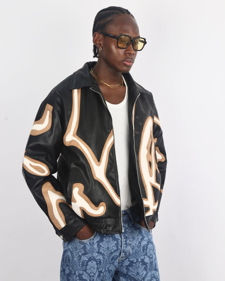 RETRO CLUB PUFFER JACKET IN BLACK