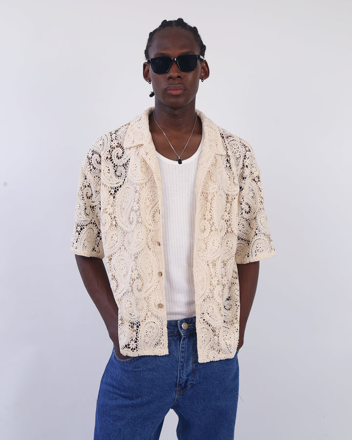 Garm Island Rico Crotchet Shirt in beige