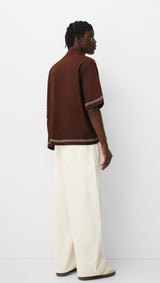 Garm island short sleeve shirt with contrast print in brown