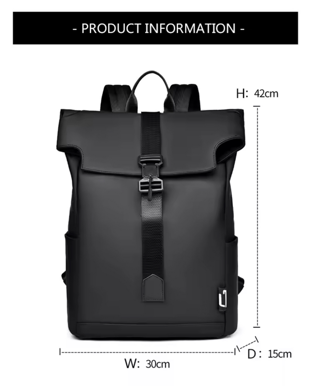 Consigned flap over backpack bag in black