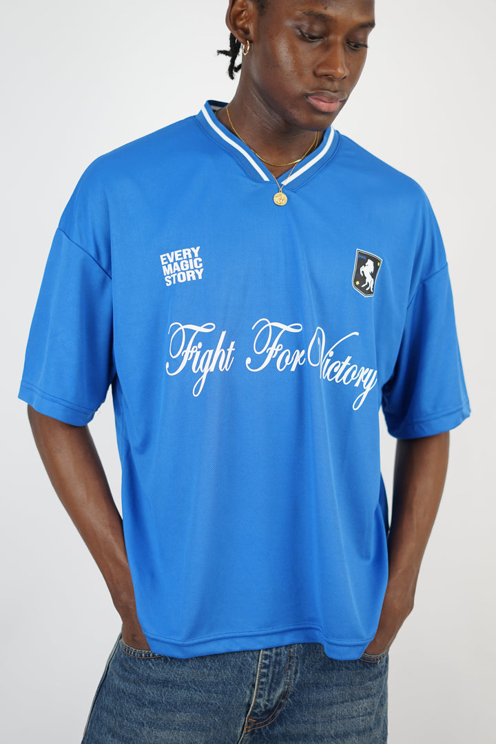 Vamos Victory Oversized Mesh Jersey T-shirt in Blue