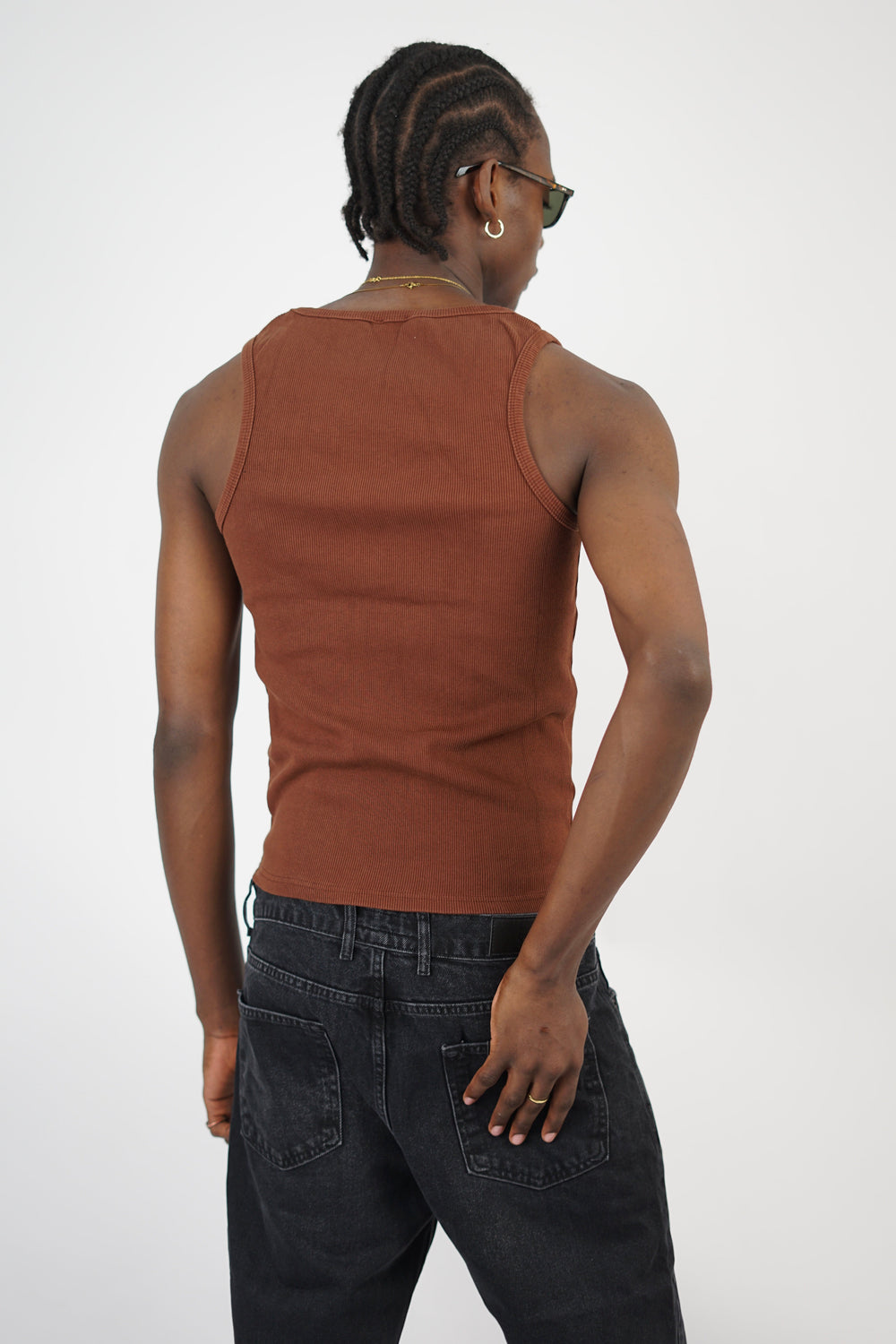Vamos Cotton Vest T-shirt in Brown