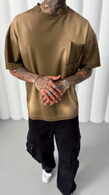 Mechanic Sun Faded T-shirt in Brown