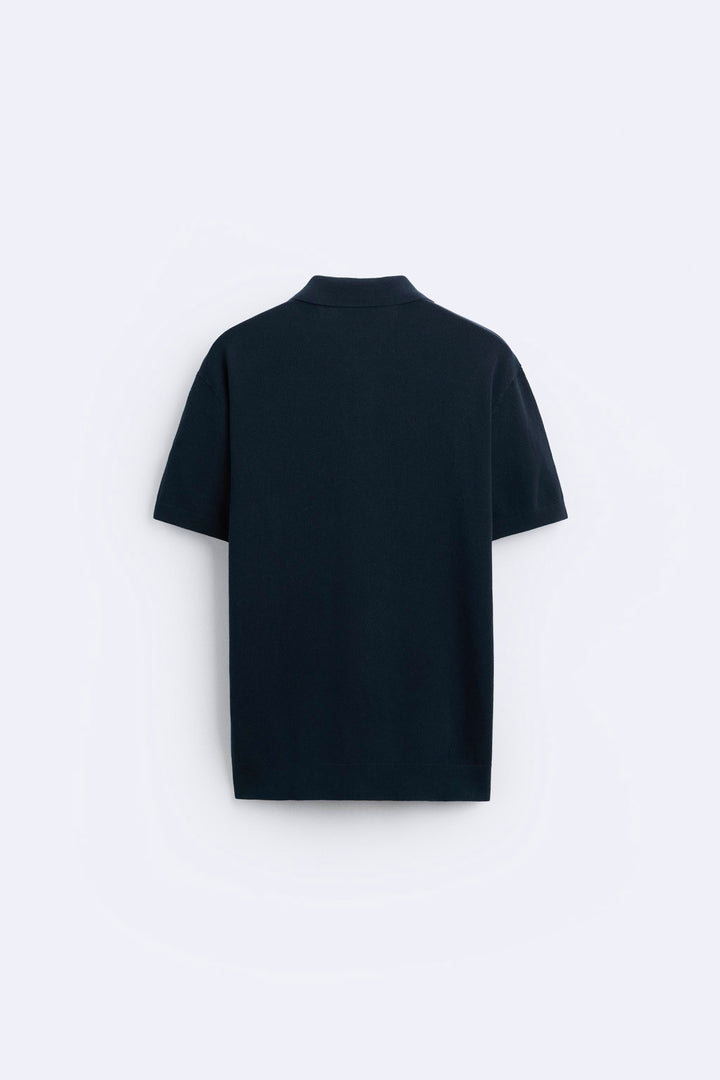 Garm Island Basic Knit Polo Shirt in Navy blue