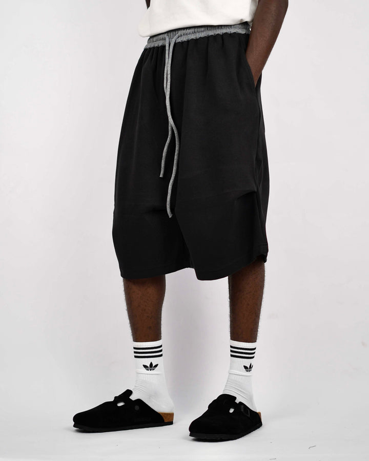 Nuclear Fussion layered Sweat Shorts in Black