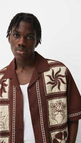 Garm island short sleeve shirt with contrast print in brown