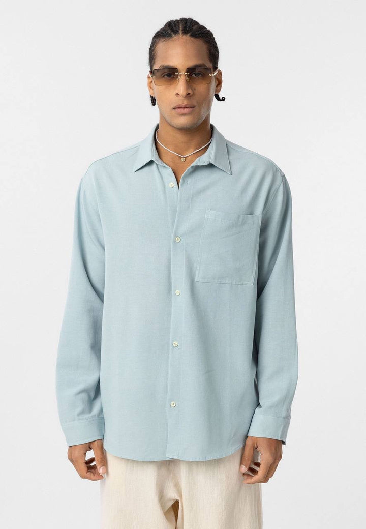Essence of life oversized cotton shirt in blue