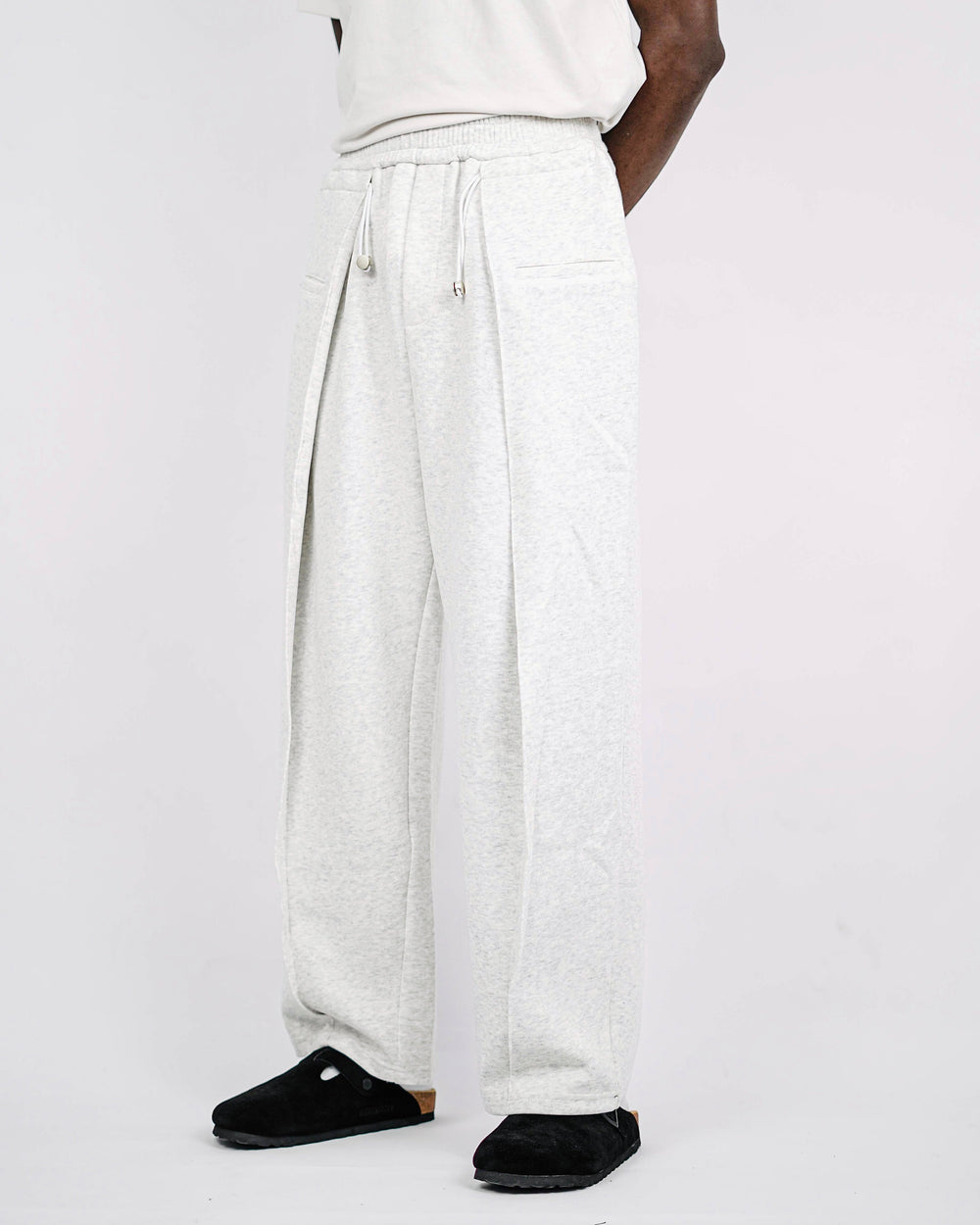 Nuclear Fussion toggle Pleated Sweat Pants in Light Grey