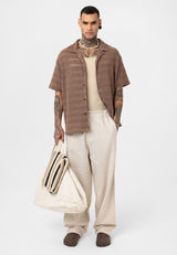 Essence of Life Cotton Popcorn Relaxed Shirt in Brown