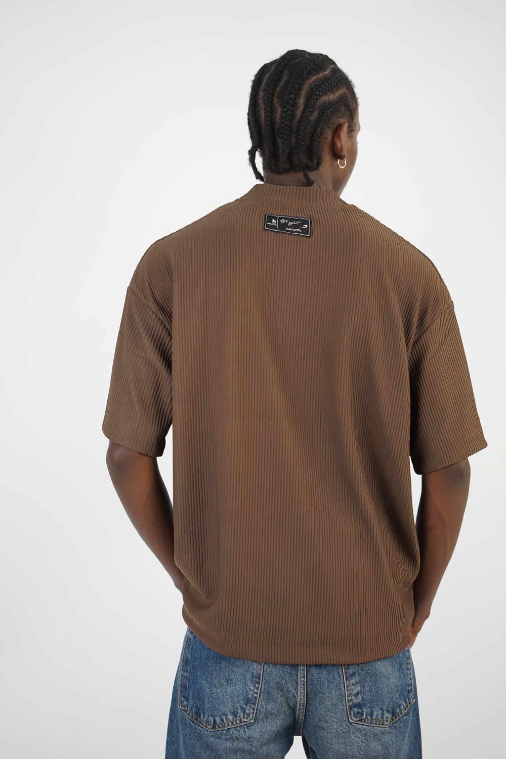 Vamos Pleated Jersey T-shirt in Chocolate