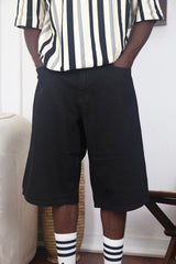 Vamos Baggy Jeans Shorts in Black