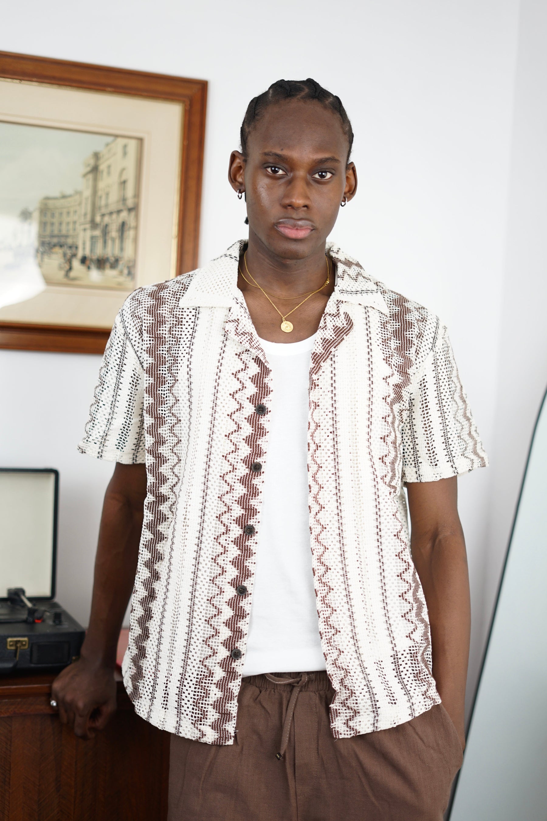 Massimo Cariño crotchet shirt in brown