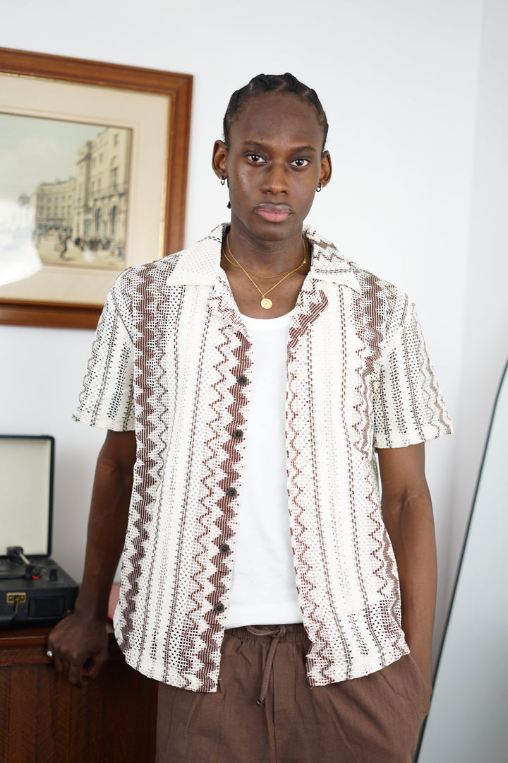 Massimo Cariño crotchet shirt in brown