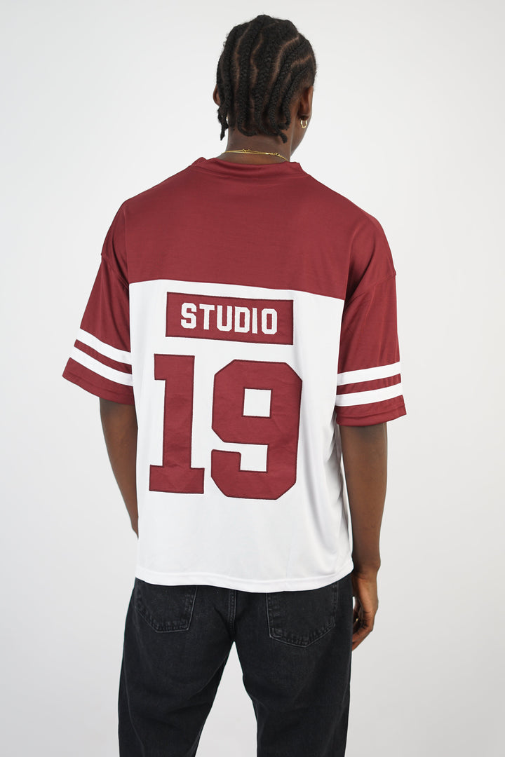 Vamos Premium League Jersey T-shirt in Burgundy