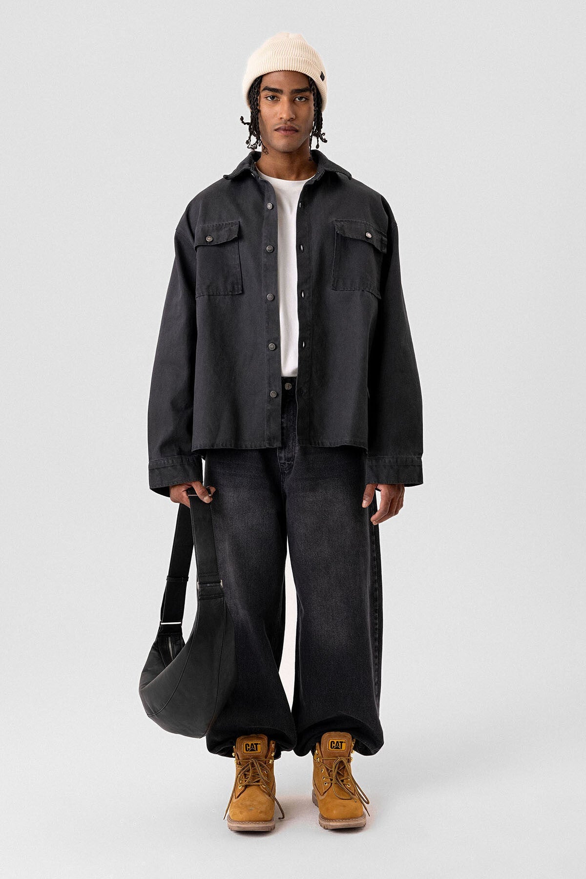 VAMOS POCKET DETAILED OVERSIZE DENIM JACKET BLACK