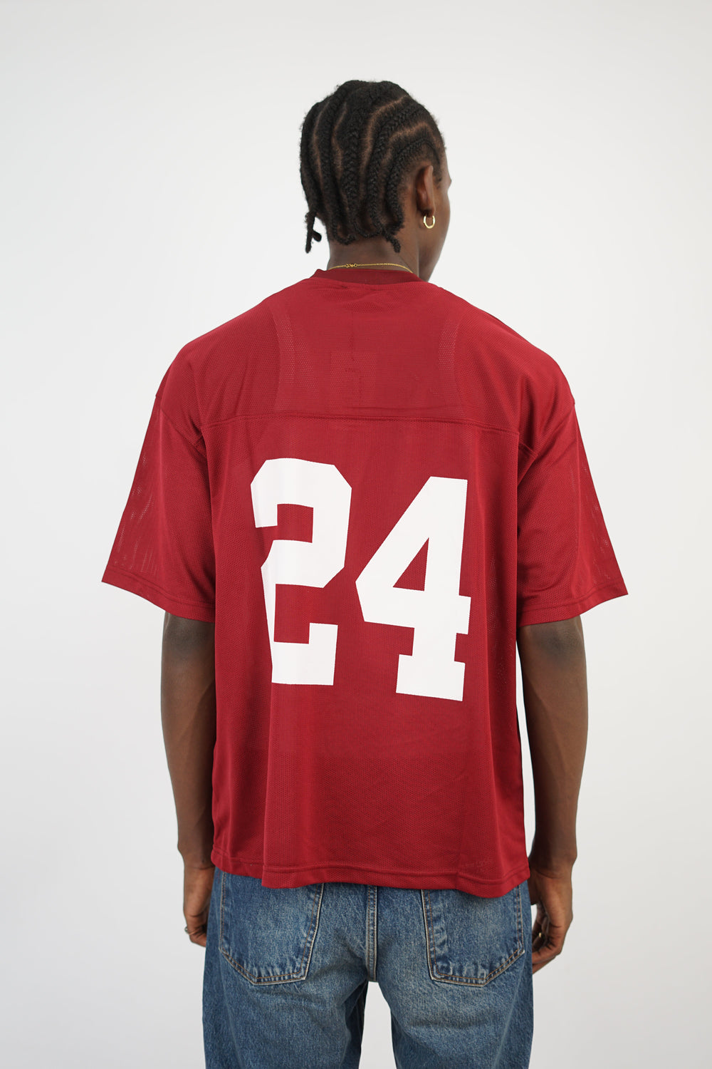 Vamos young studios mesh Jersey t-shirt in burgundy