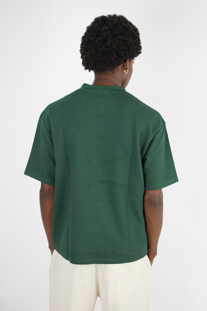 Garm Island Premium Oversized Waffle T-shirt in green