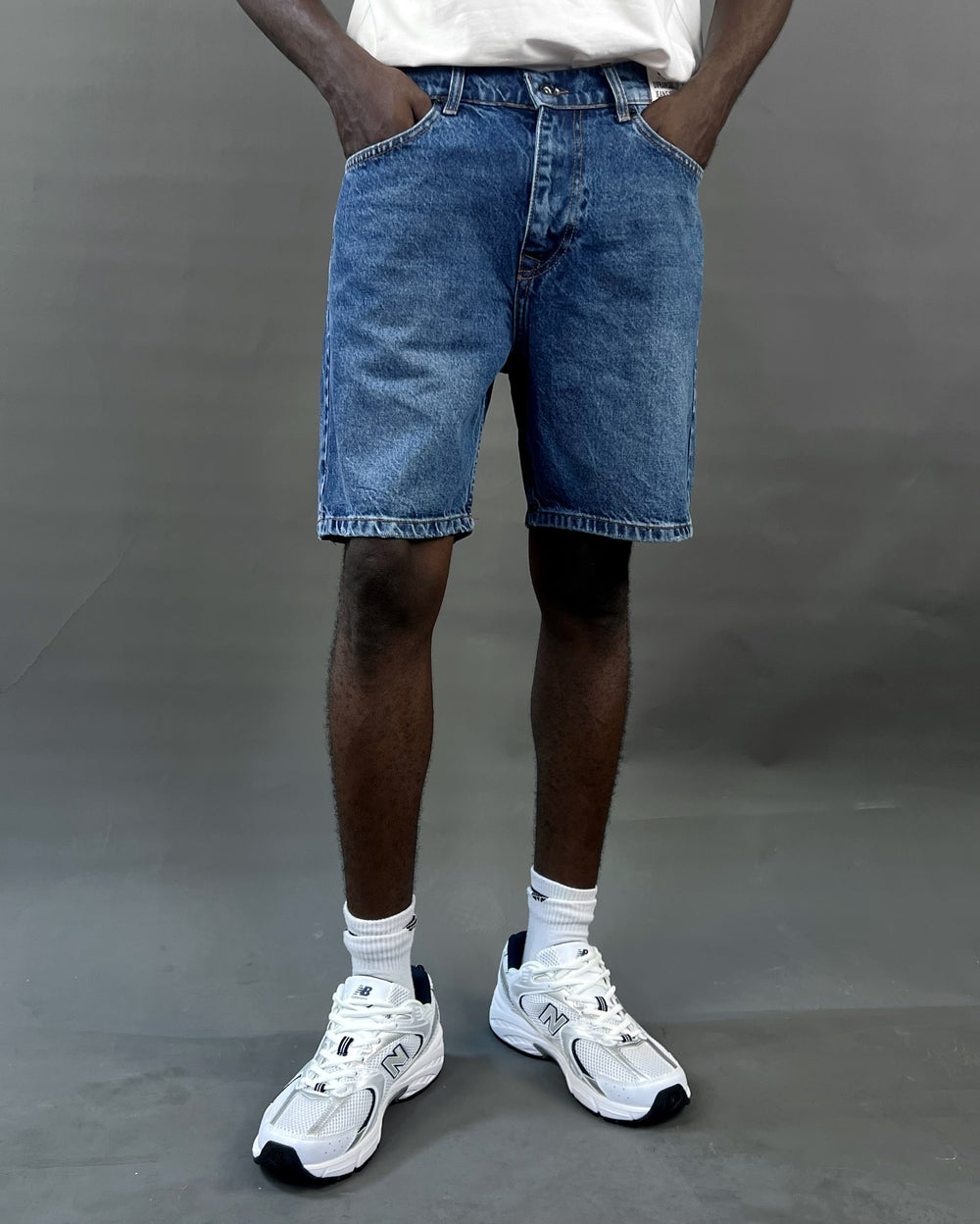 Difransel regular denim jean shorts in dark blue