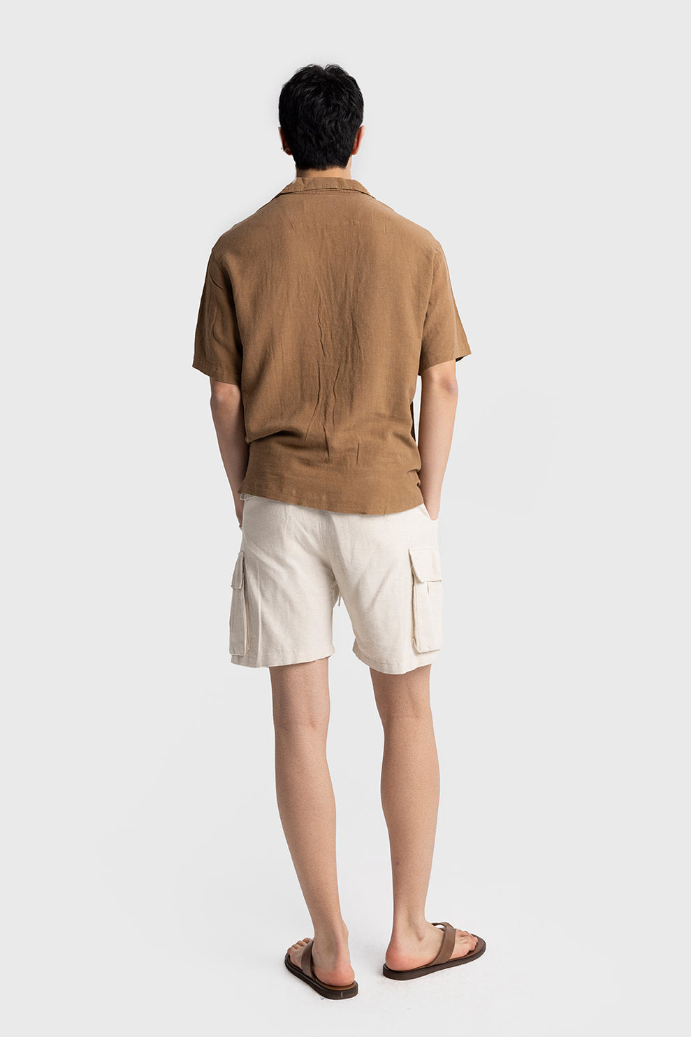 GIESTO paisley embroidered shirt in brown and white