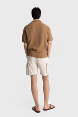 GIESTO paisley embroidered shirt in brown and white