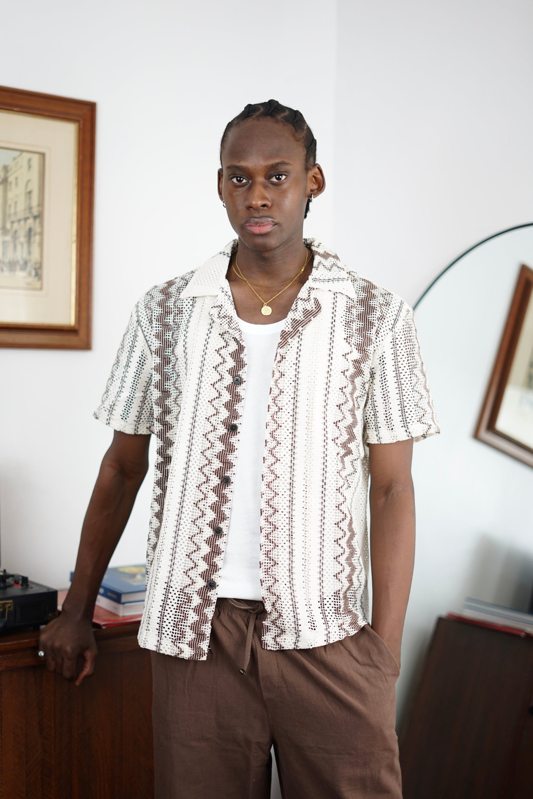 Massimo Cariño crotchet shirt in brown
