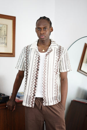 Massimo Cariño crotchet shirt in brown