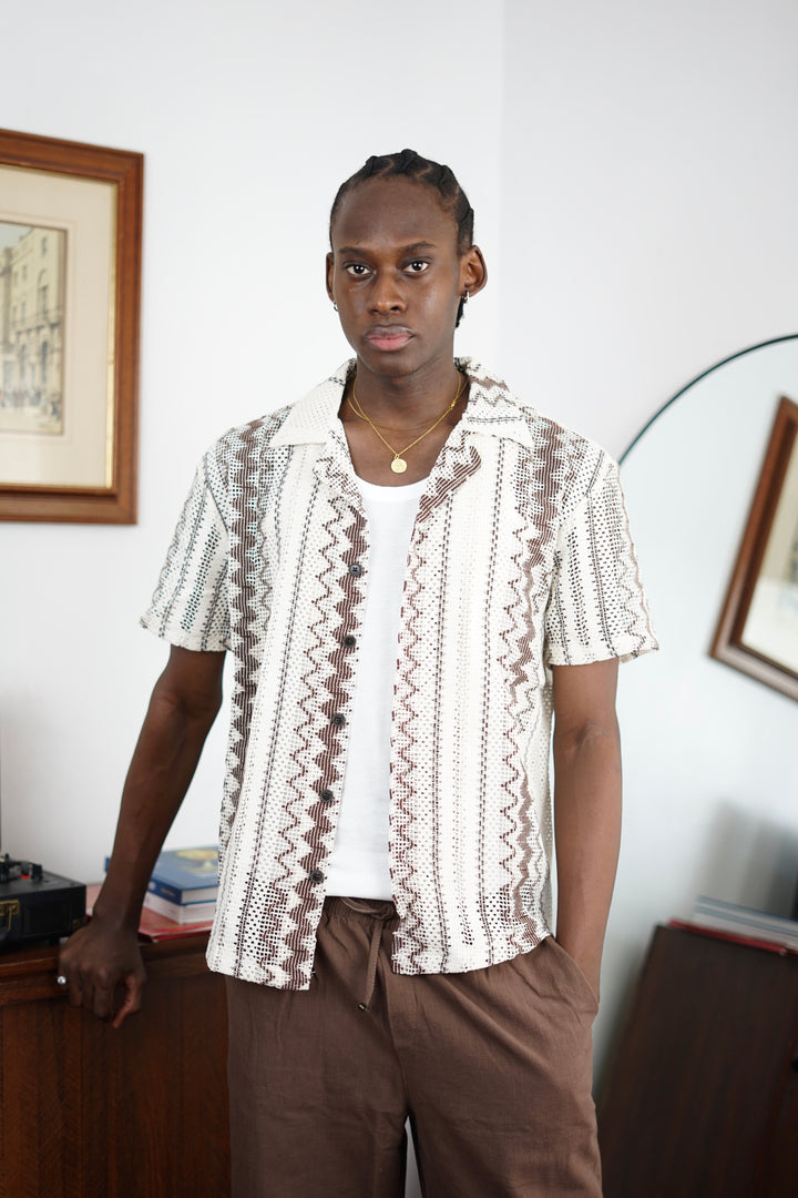 Massimo Cariño crotchet shirt in brown