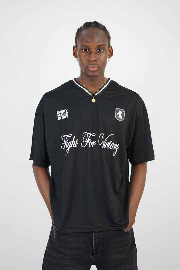 Vamos Victory Oversized Mesh Jersey T-shirt in Black