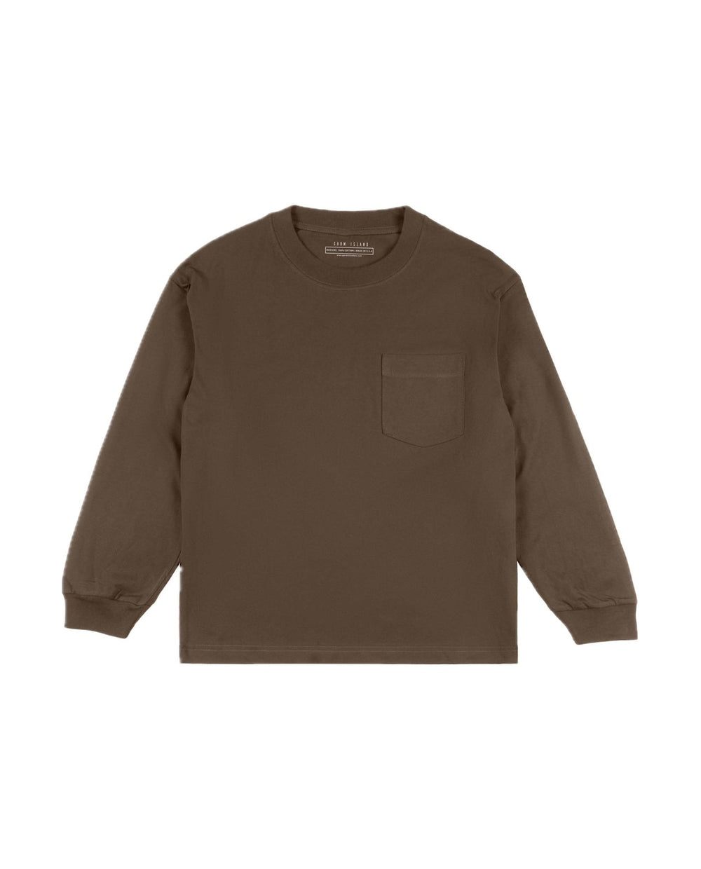 Garm Island Cotton Crew Neck Longsleeve Shirt in Brown