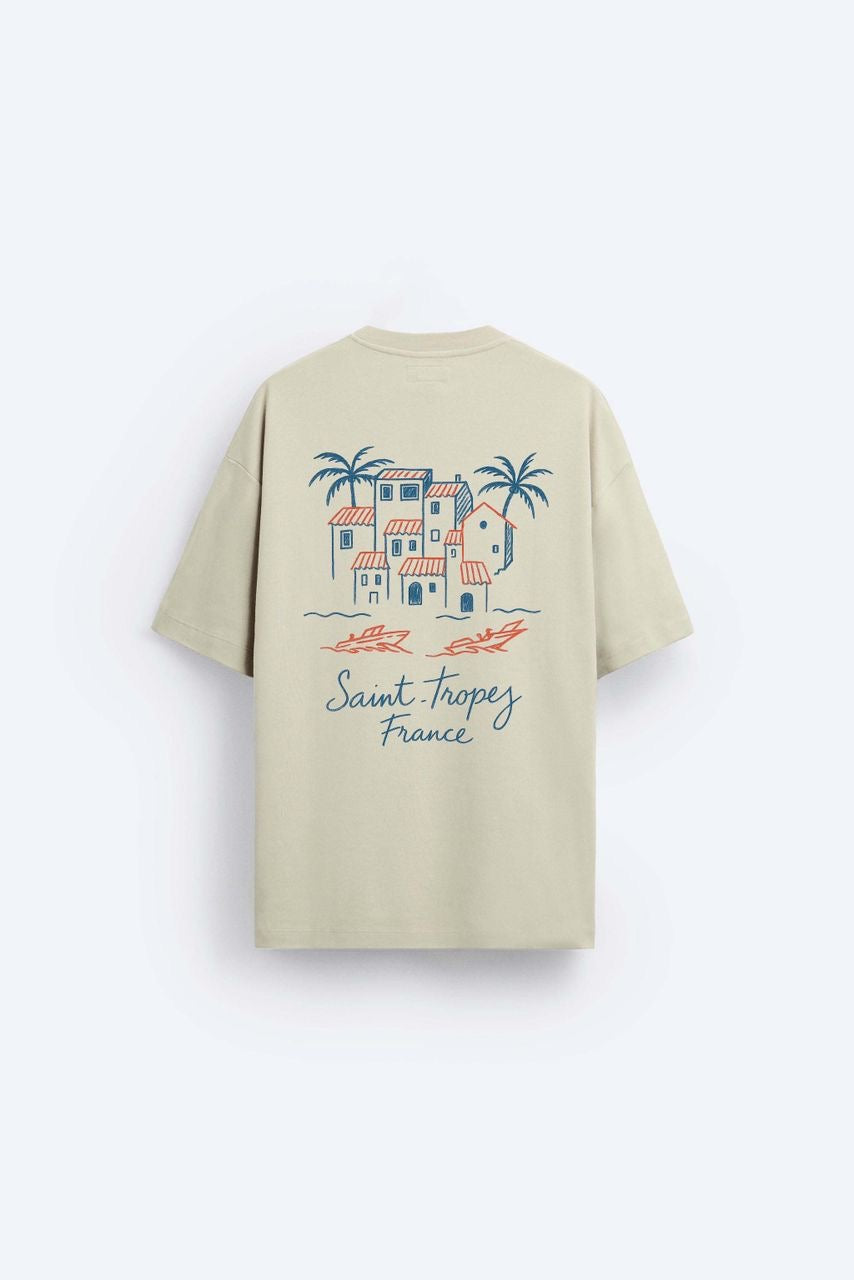 Garm Island St Tropez Backprint T-shirt in beige