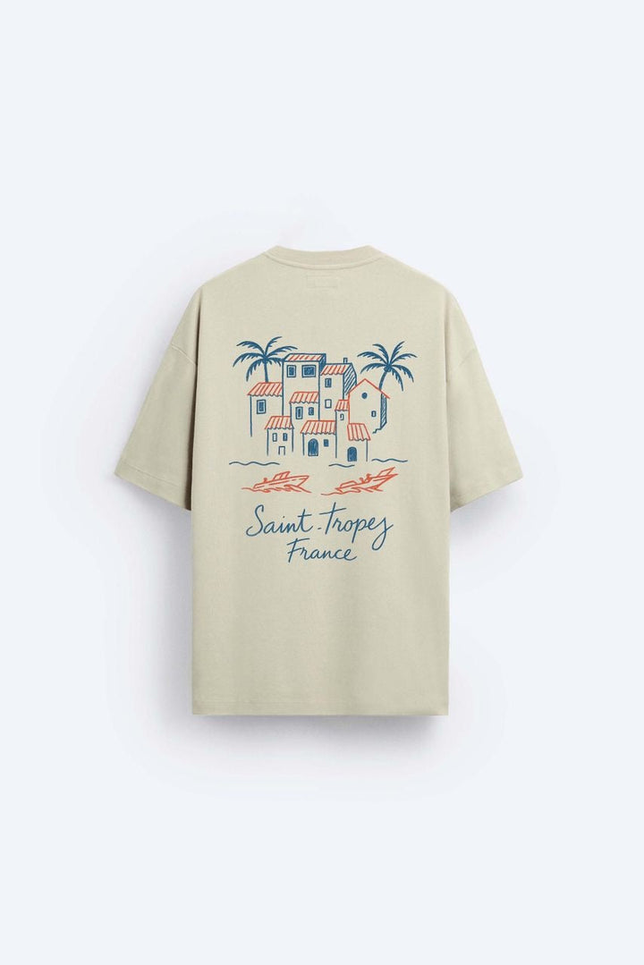 Garm Island St Tropez Backprint T-shirt in beige