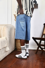 Vamos Baggy Jeans Shorts in Blue