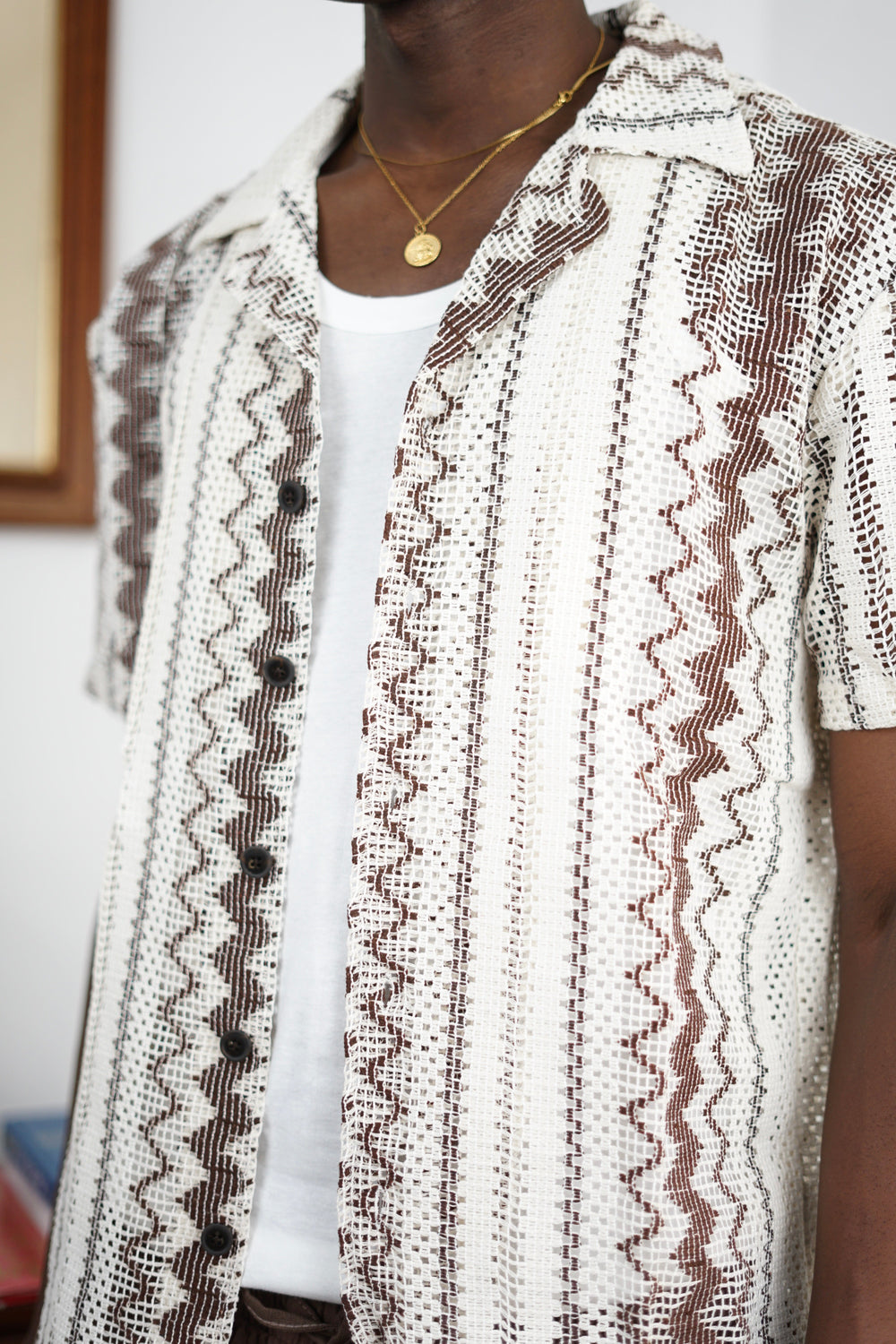 Massimo Cariño crotchet shirt in brown