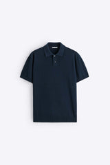 Garm Island Basic Knit Polo Shirt in Navy blue