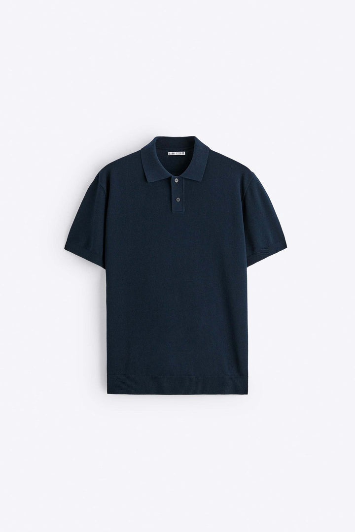 Garm Island Basic Knit Polo Shirt in Navy blue