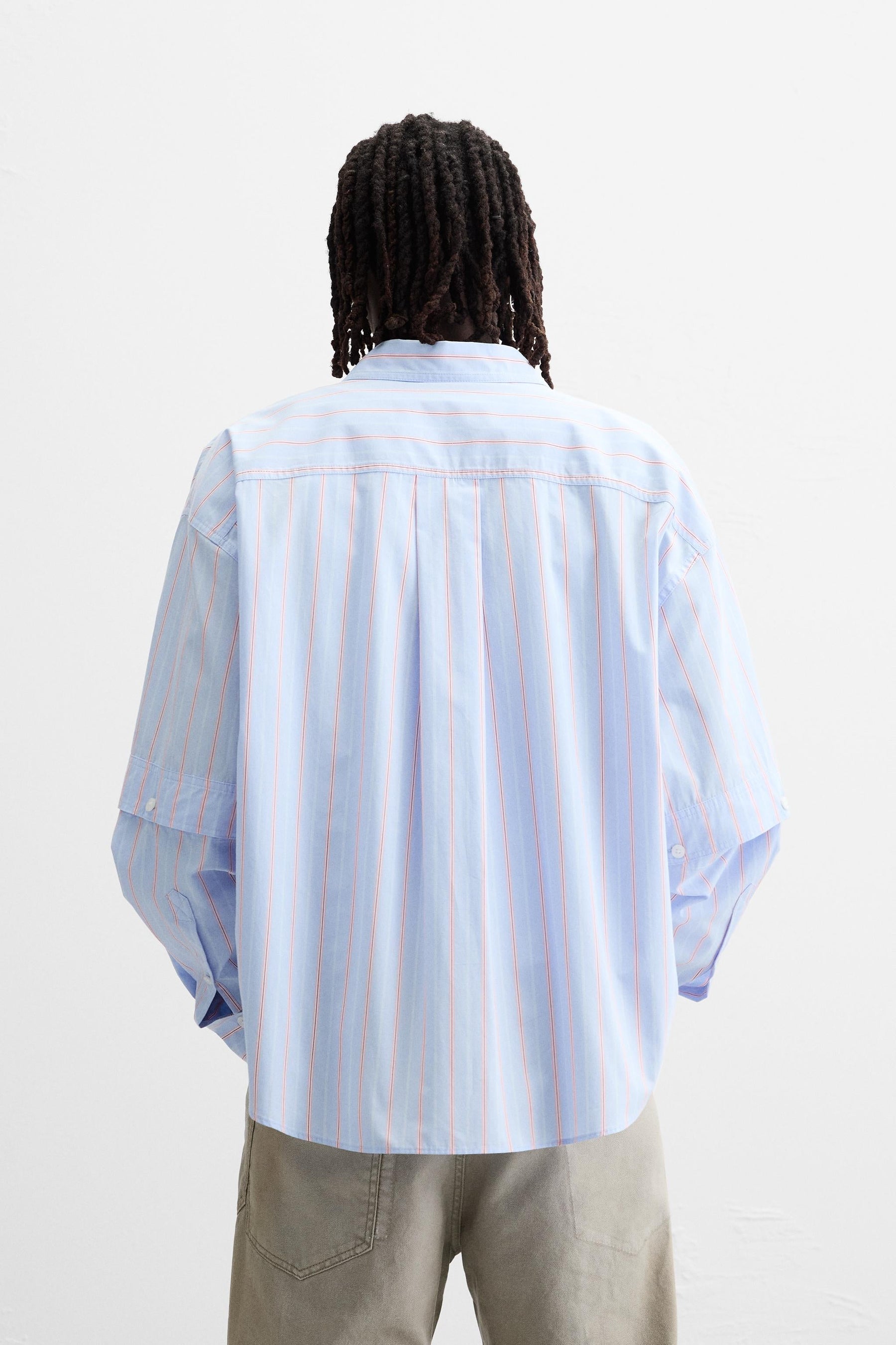 Garm Island Detachable Sleeve Striped Shirt