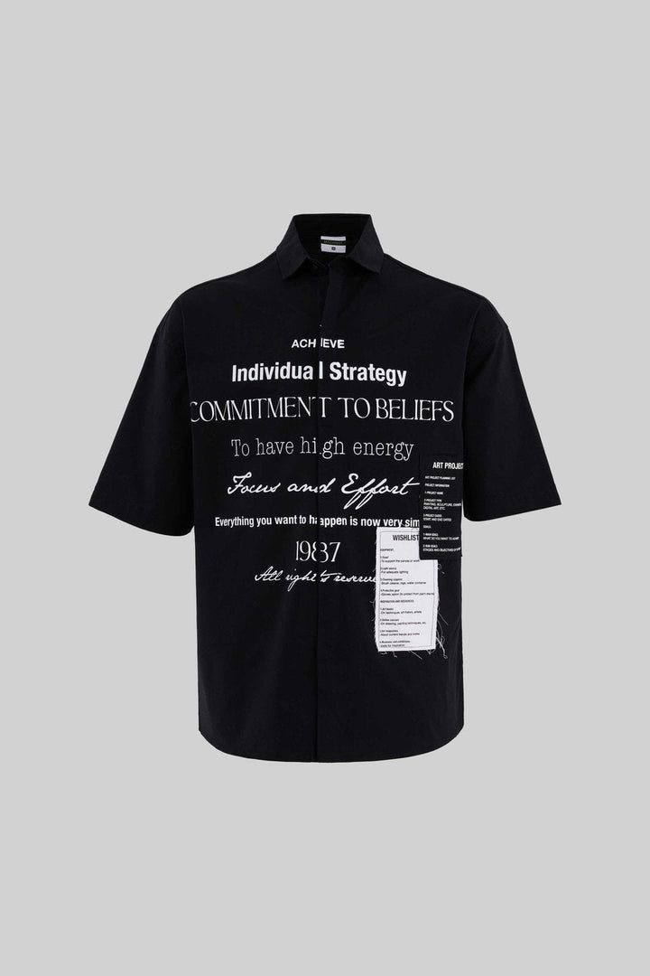 Machinist Contrast Print Oversized Shirt in Black