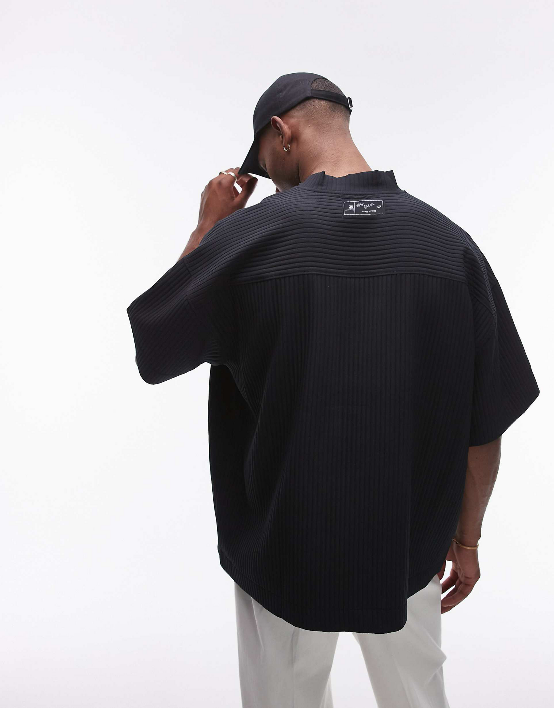 Vamos Pleated Jersey T-shirt in Black