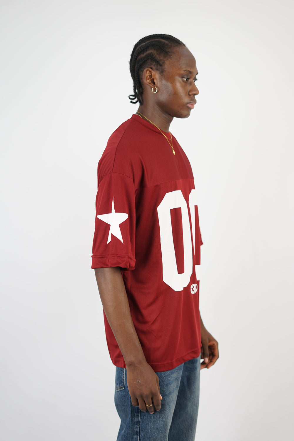 Essence of Life American Football Jersey T-shirt in Burgundy