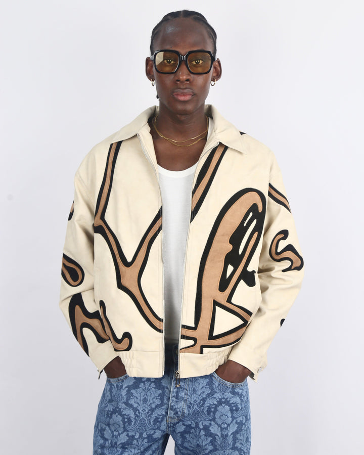 RETRO CLUB PUFFER JACKET IN BEIGE