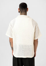 Essence of Life Crotchet Resort Shirt in Ecru
